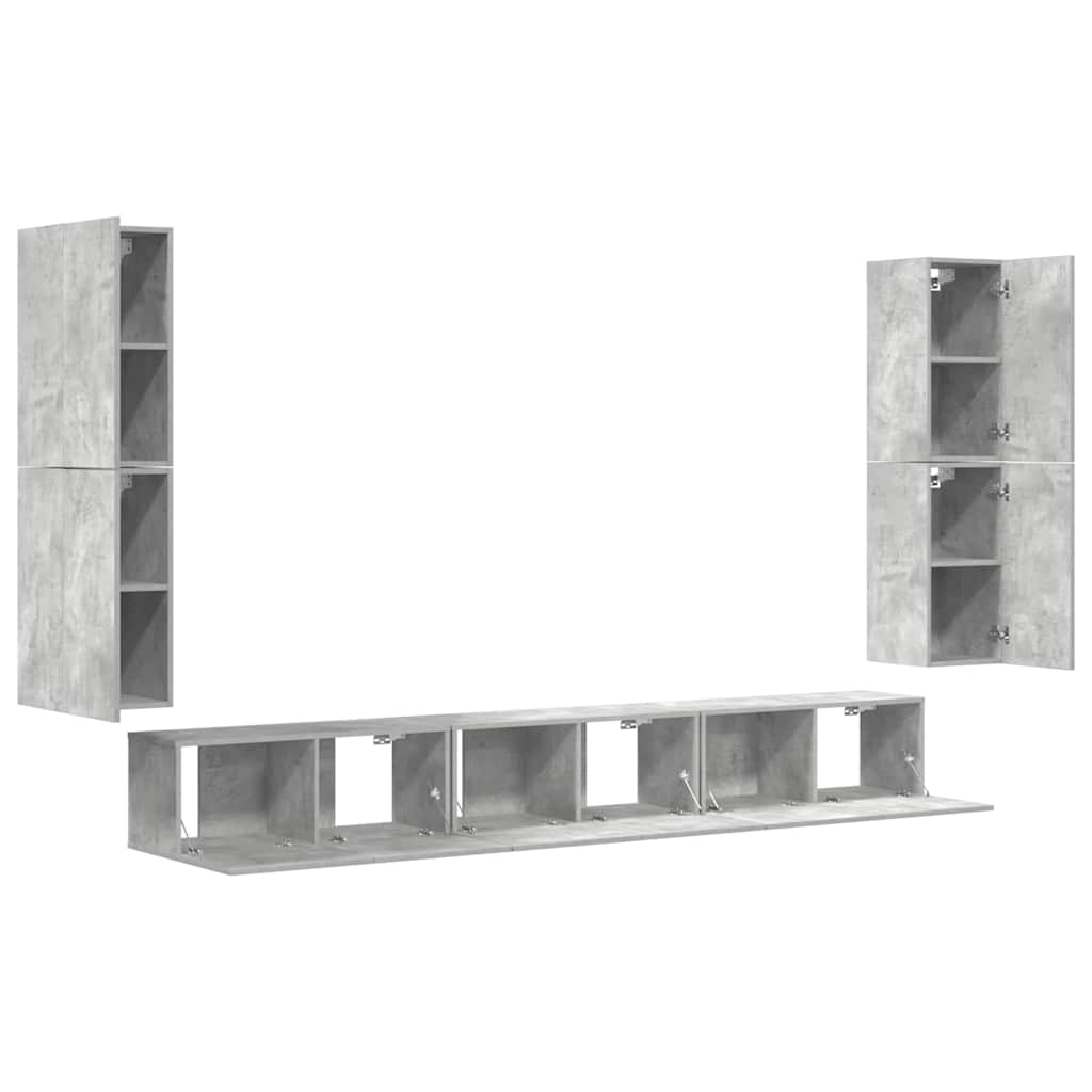 7 Piece TV Cabinet Set Concrete Grey Engineered Wood
