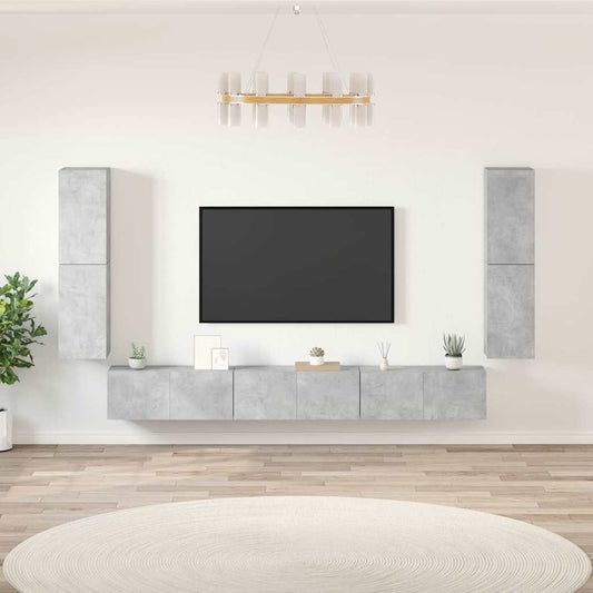 7 Piece TV Cabinet Set Concrete Grey Engineered Wood