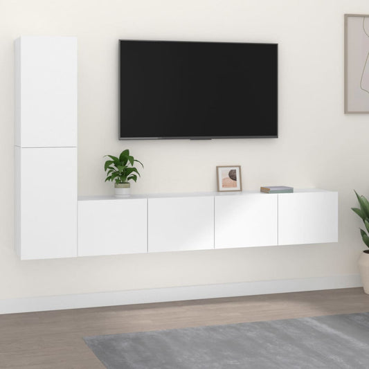 vidaXL 4 Piece TV Cabinet Set White Engineered Wood