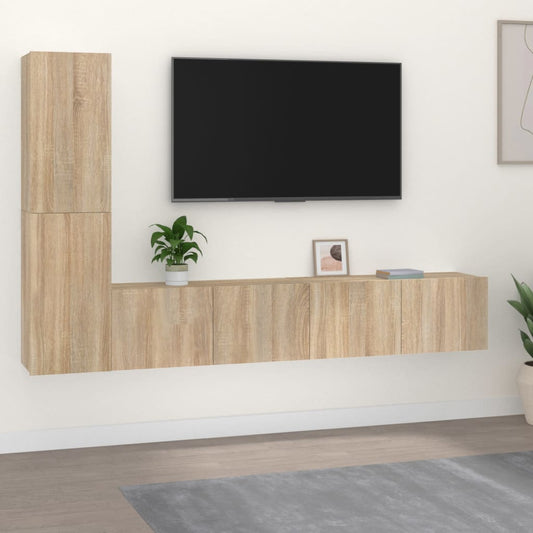 vidaXL 4 Piece TV Cabinet Set Sonoma Oak Engineered Wood