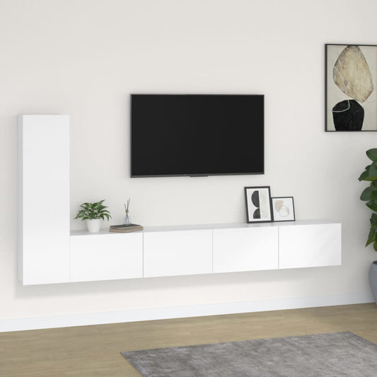 vidaXL 3 Piece TV Cabinet Set White Engineered Wood