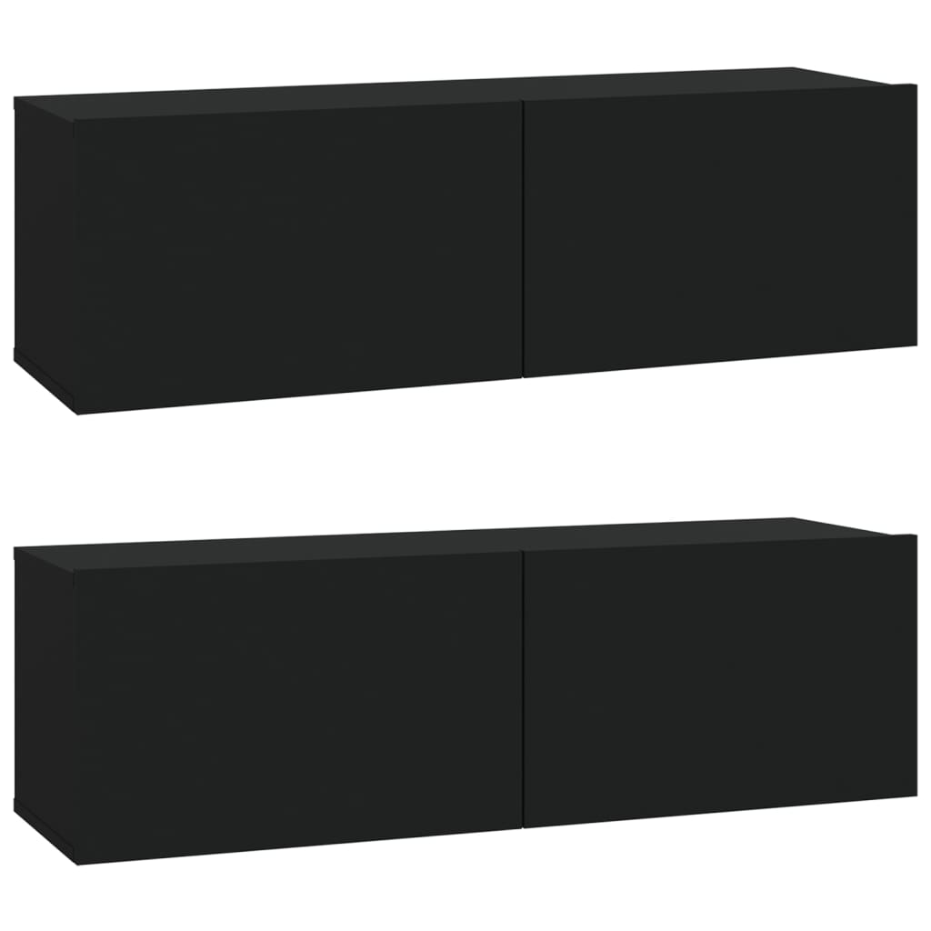 vidaXL 3 Piece TV Cabinet Set Black Engineered Wood