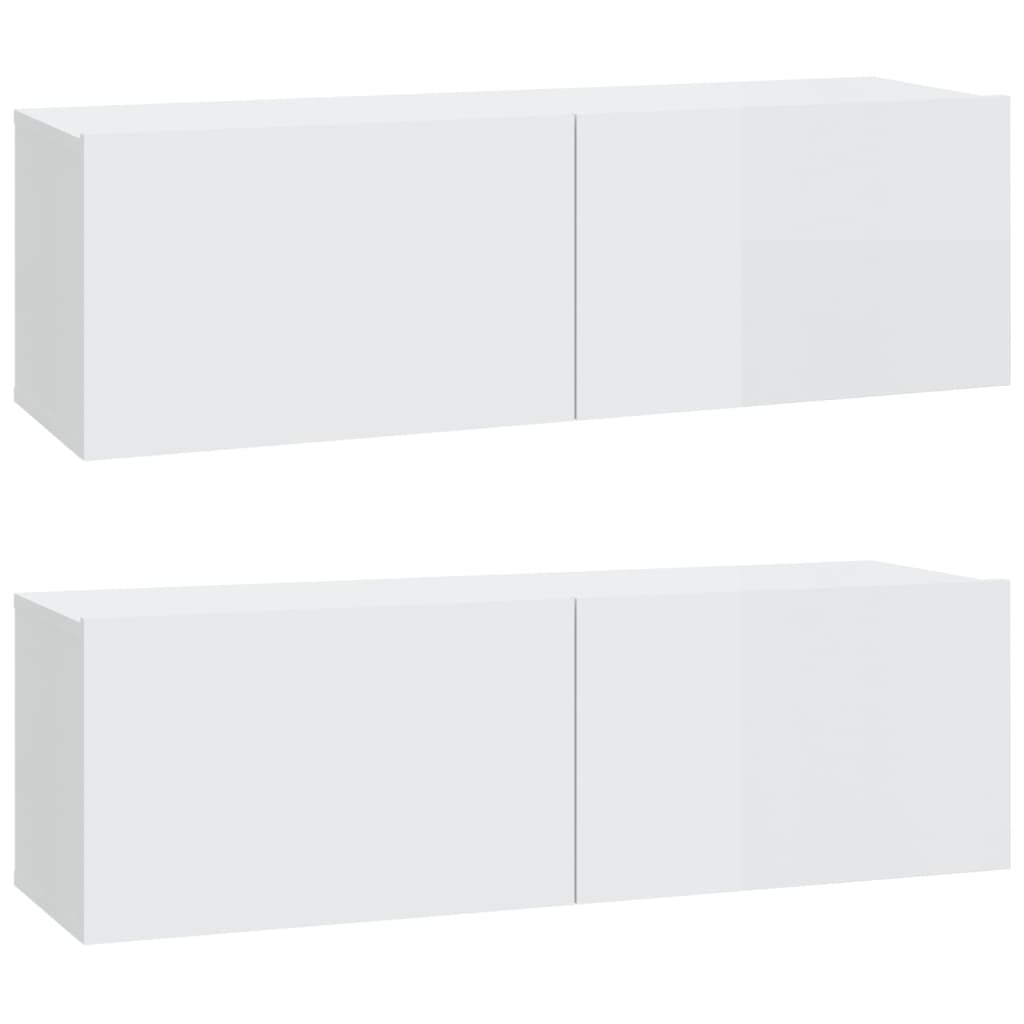 vidaXL 3 Piece TV Cabinet Set High Gloss White Engineered Wood