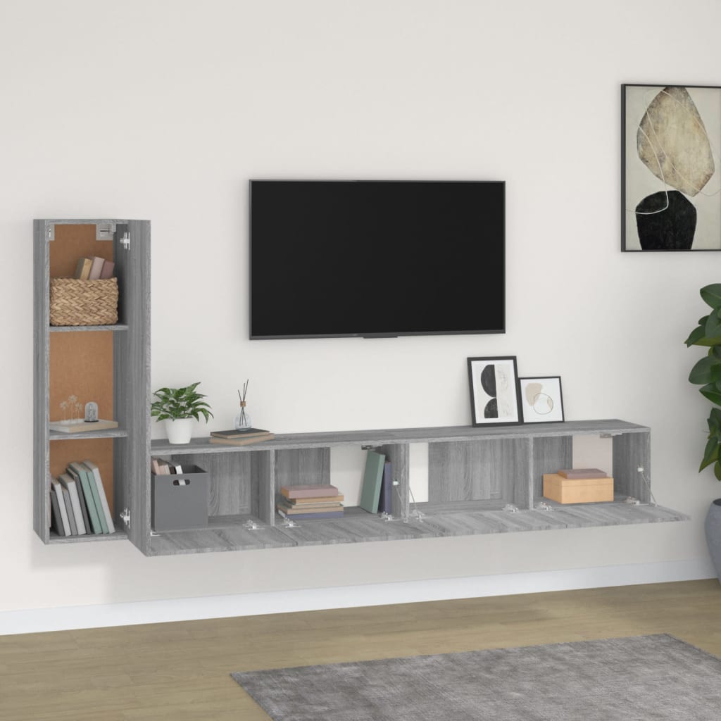 3 Piece TV Cabinet Set Grey Sonoma Engineered Wood