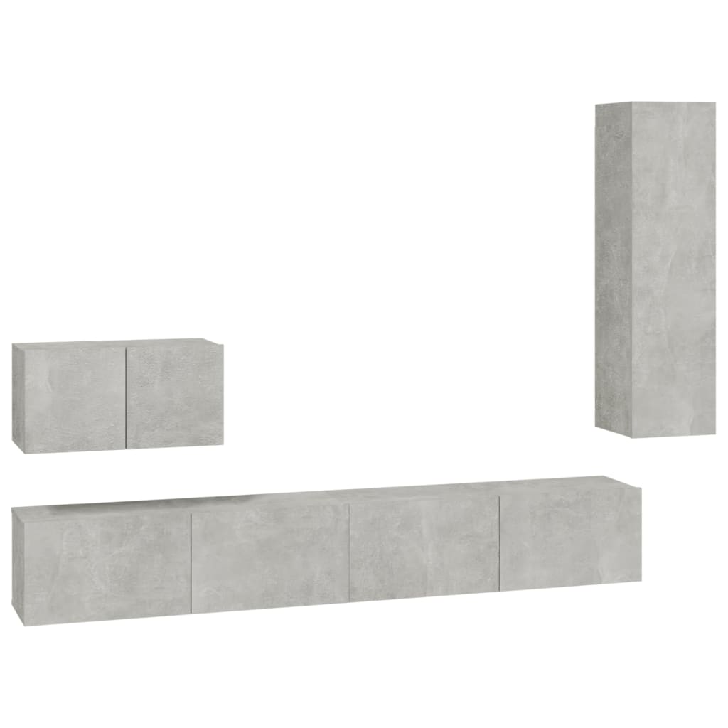 vidaXL 4 Piece TV Cabinet Set Concrete Grey Engineered Wood