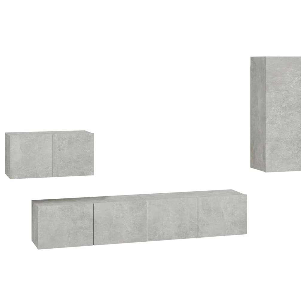 vidaXL 4 Piece TV Cabinet Set Concrete Grey Engineered Wood