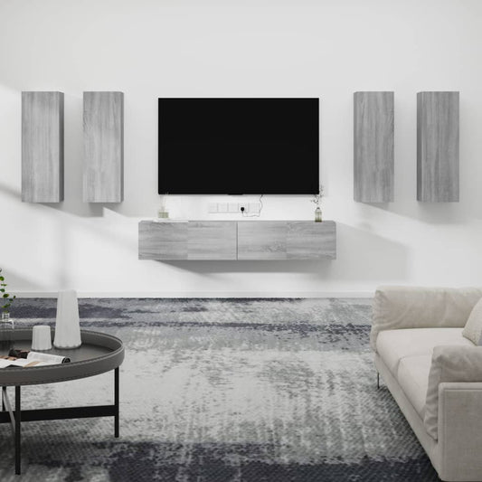 6 Piece TV Cabinet Set Grey Sonoma Engineered Wood