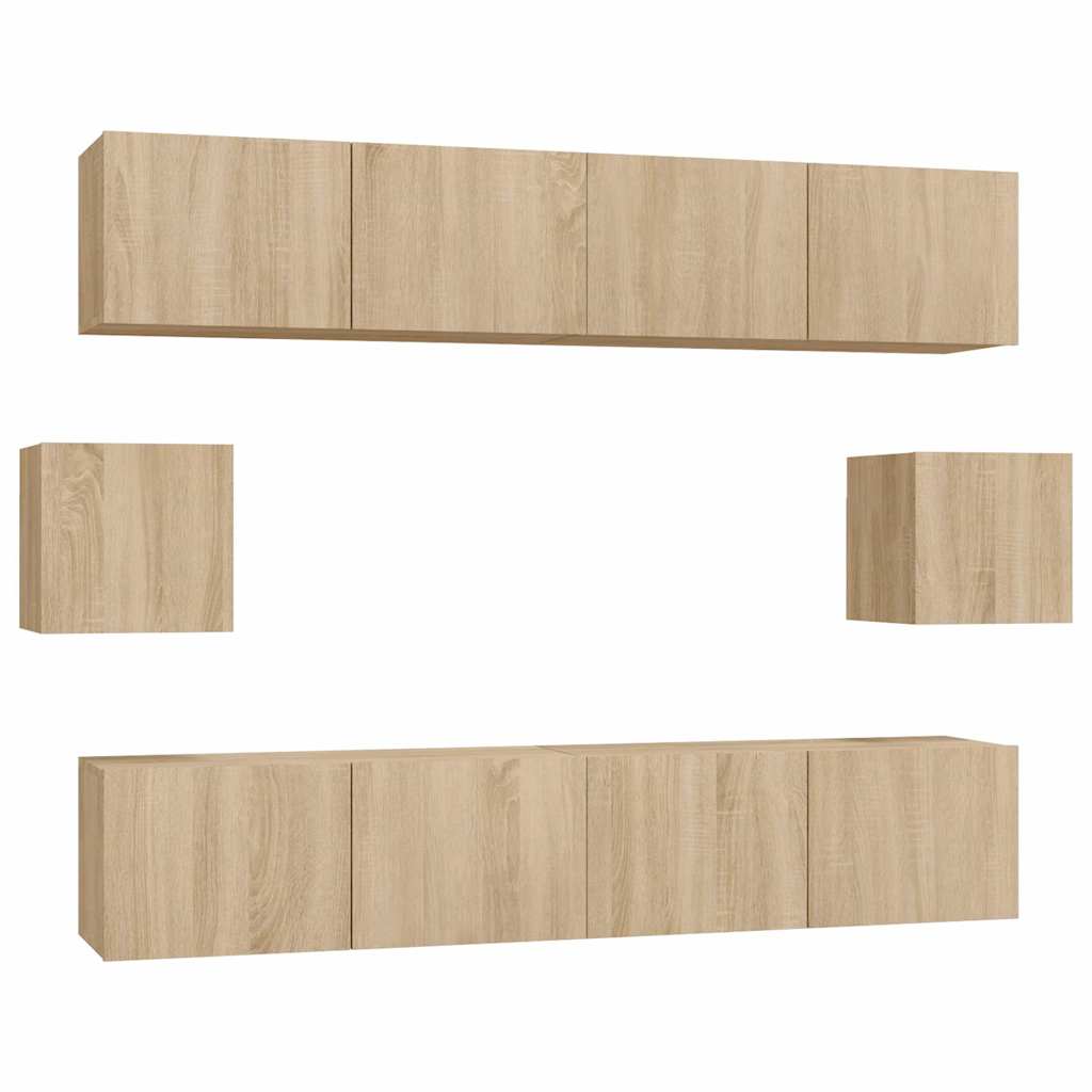 6 Piece TV Cabinet Set Sonoma Oak Engineered Wood