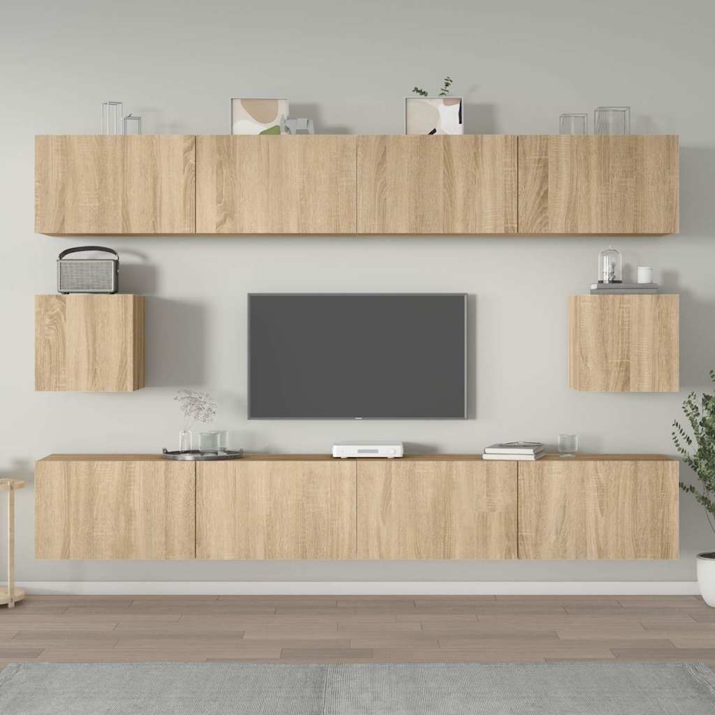 6 Piece TV Cabinet Set Sonoma Oak Engineered Wood