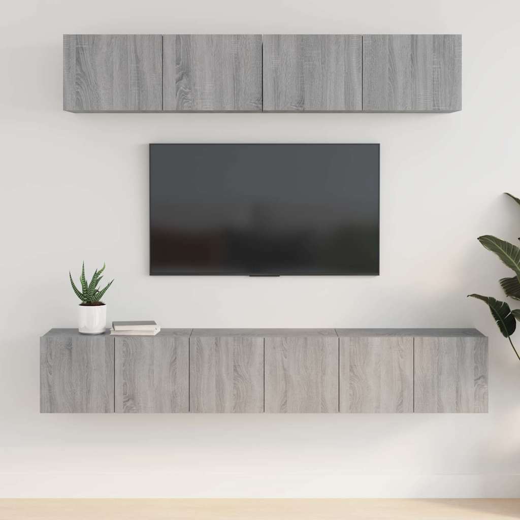 5 Piece TV Cabinet Set Grey Sonoma Engineered Wood