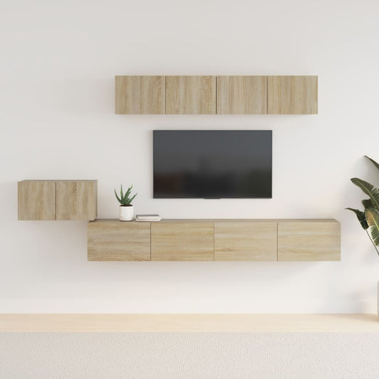 5 Piece TV Cabinet Set Sonoma Oak Engineered Wood