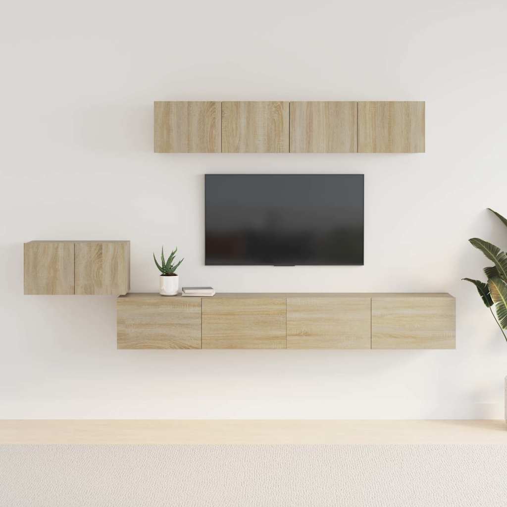 5 Piece TV Cabinet Set Sonoma Oak Engineered Wood