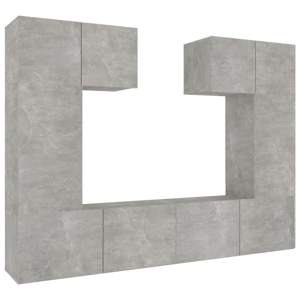 6 Piece TV Cabinet Set Concrete Grey Engineered Wood