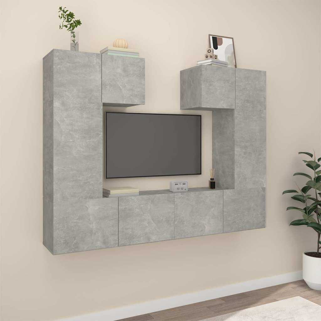 6 Piece TV Cabinet Set Concrete Grey Engineered Wood