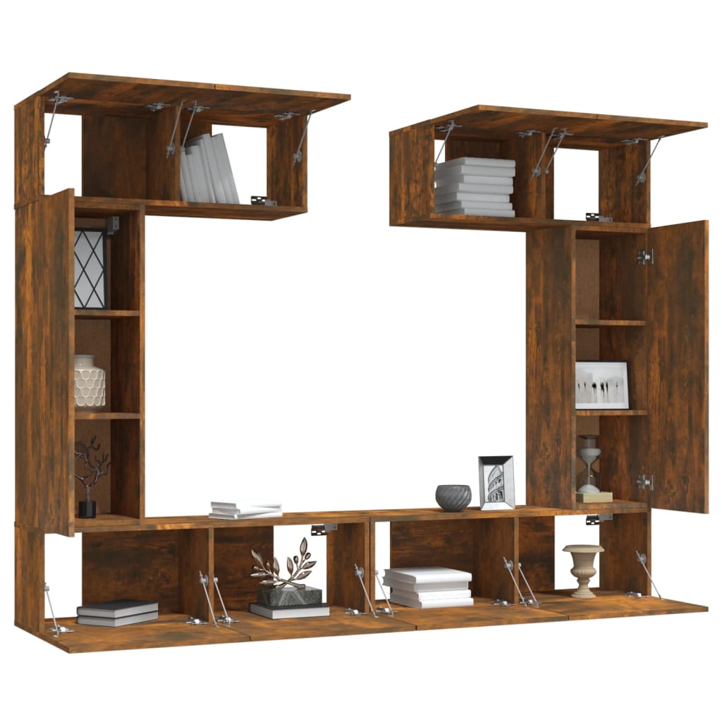 6 Piece TV Cabinet Set Smoked Oak Engineered Wood