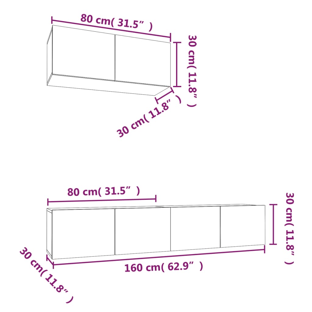 vidaXL 3 Piece TV Cabinet Set Sonoma Oak Engineered Wood