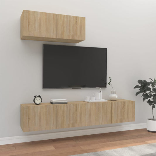 vidaXL 3 Piece TV Cabinet Set Sonoma Oak Engineered Wood