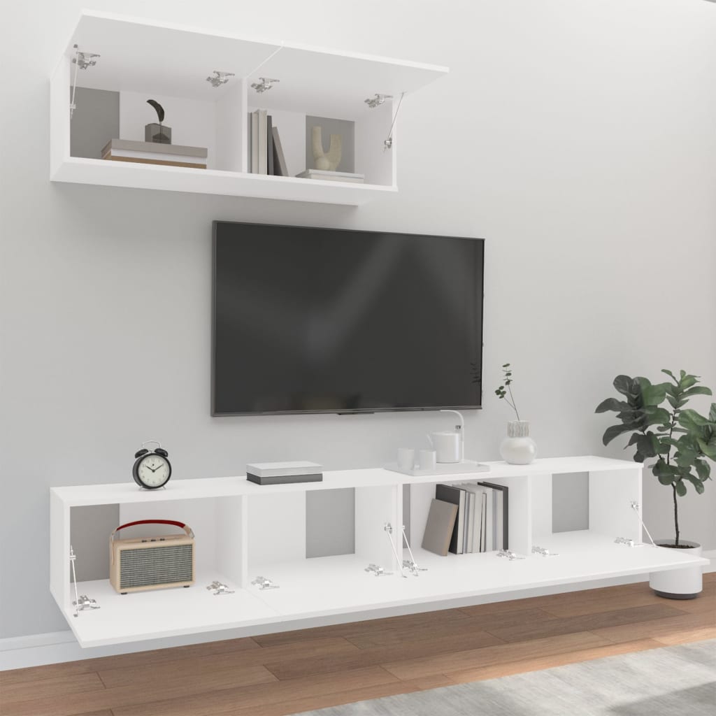 vidaXL 3 Piece TV Cabinet Set White Engineered Wood