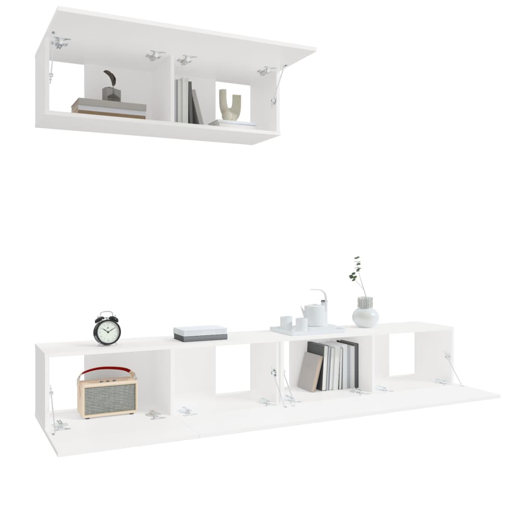 vidaXL 3 Piece TV Cabinet Set White Engineered Wood