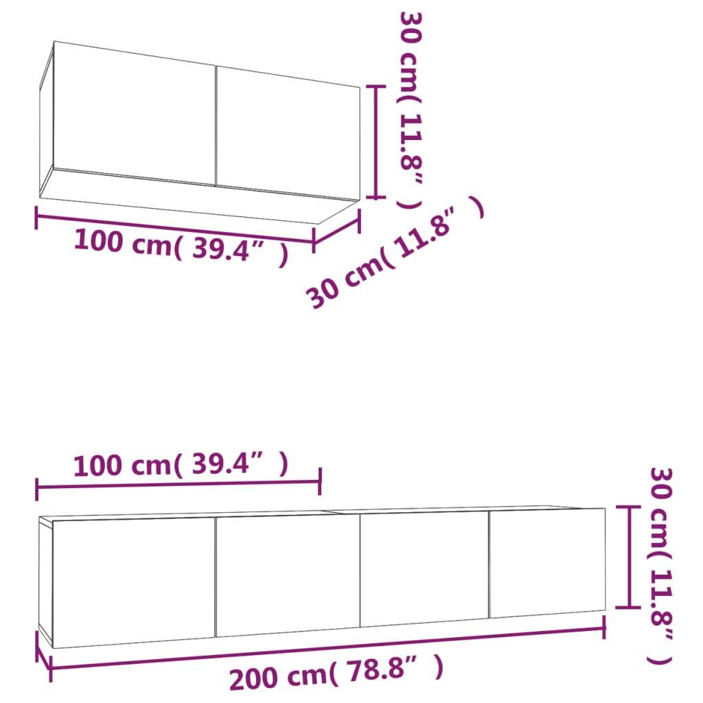 vidaXL 3 Piece TV Cabinet Set White Engineered Wood