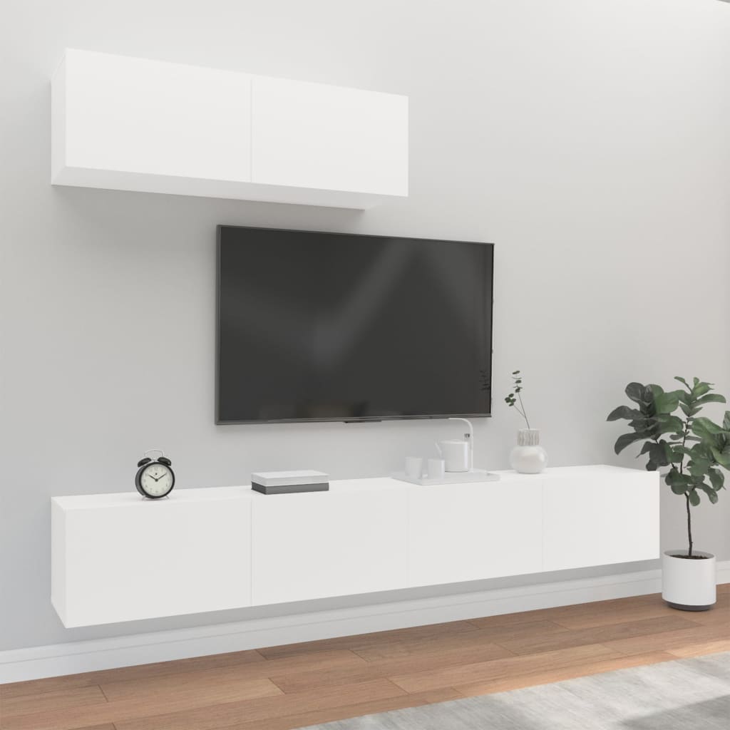 vidaXL 3 Piece TV Cabinet Set White Engineered Wood