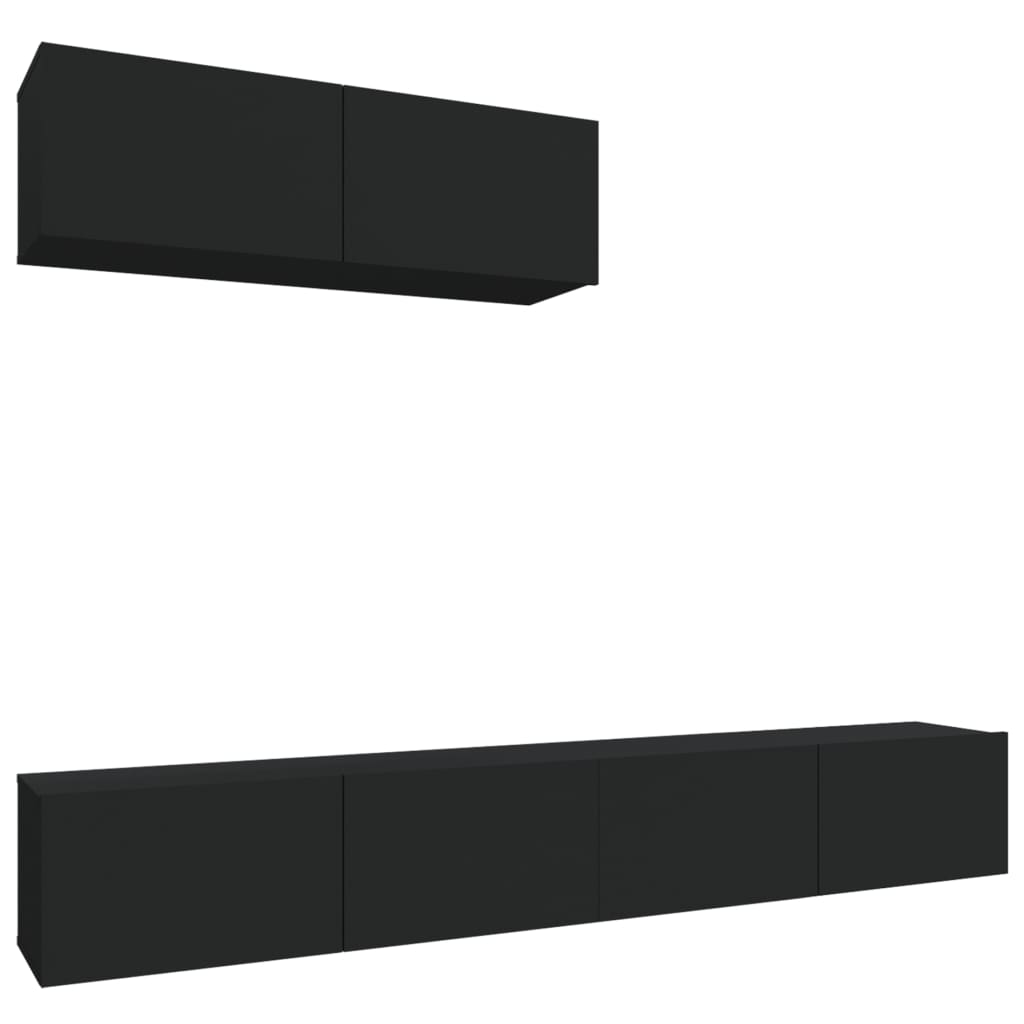 vidaXL 3 Piece TV Cabinet Set Black Engineered Wood