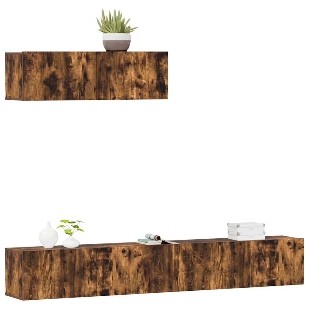 3 Piece TV Cabinet Set Smoked Oak Engineered Wood