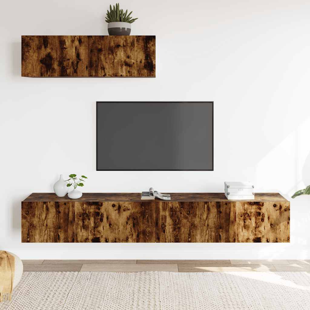 3 Piece TV Cabinet Set Smoked Oak Engineered Wood