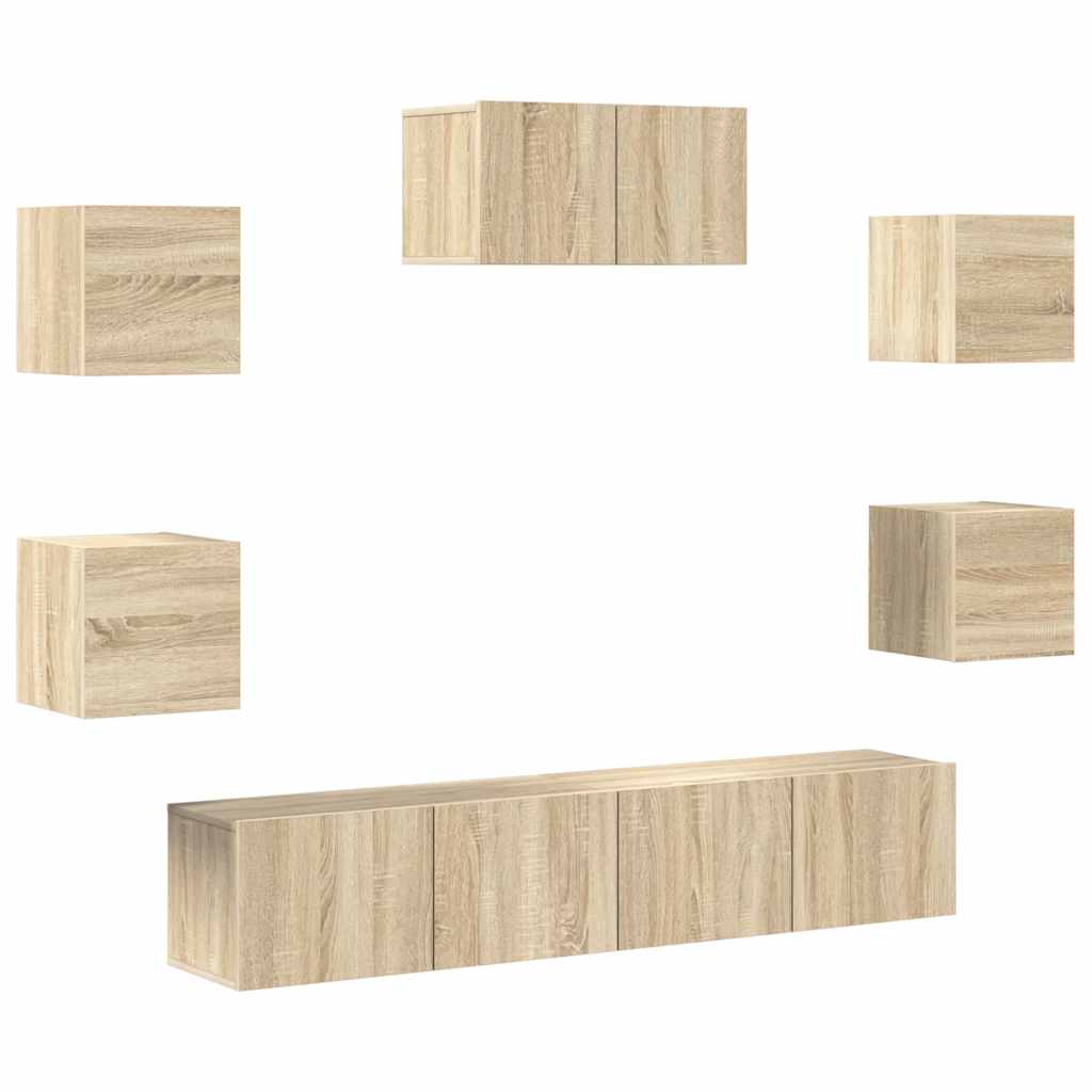 7 Piece TV Cabinet Set Sonoma Oak Engineered Wood