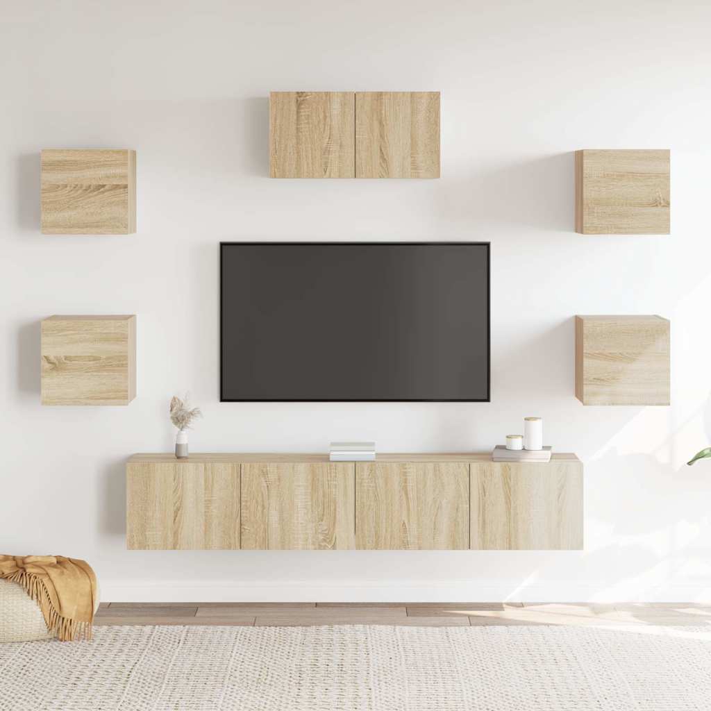 7 Piece TV Cabinet Set Sonoma Oak Engineered Wood