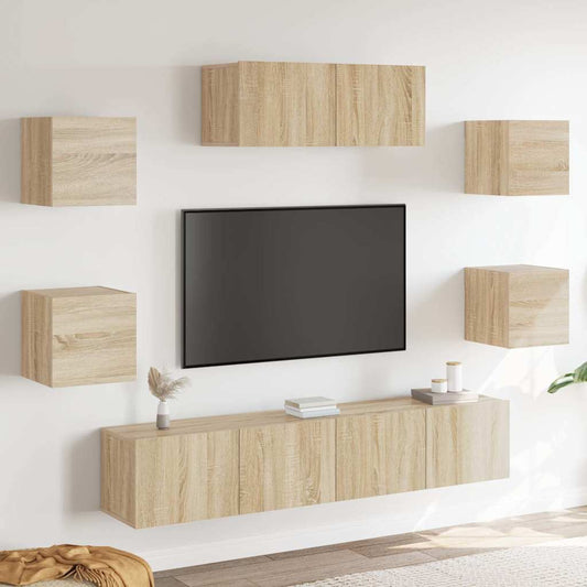 7 Piece TV Cabinet Set Sonoma Oak Engineered Wood