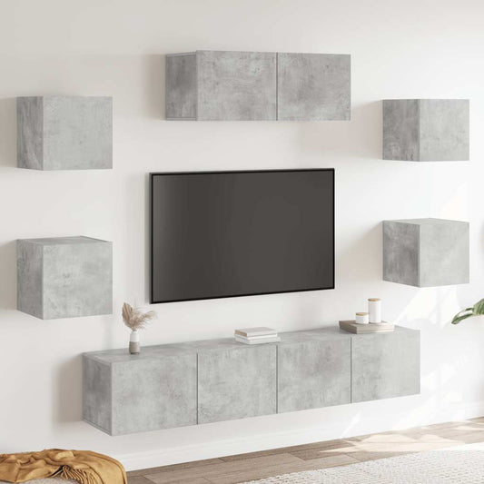 7 Piece TV Cabinet Set Concrete Grey Engineered Wood