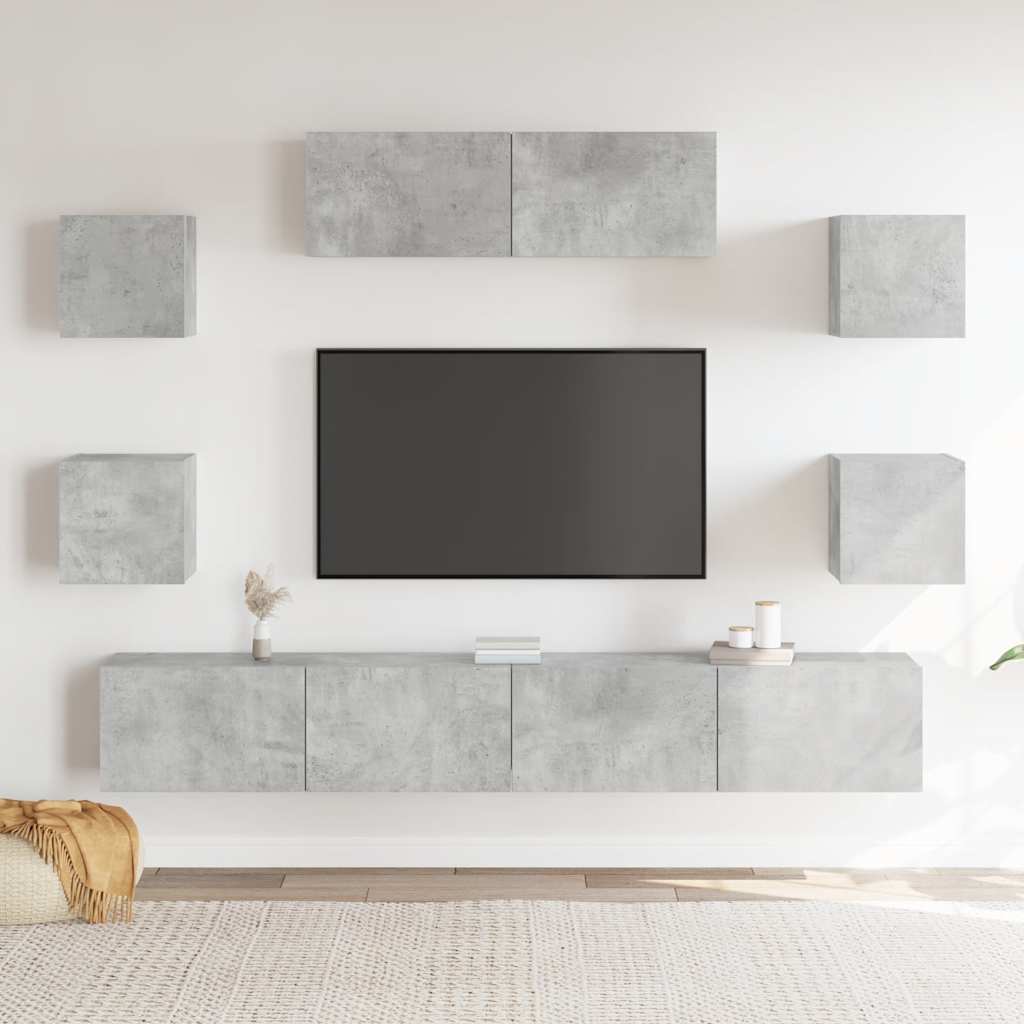 7 Piece TV Cabinet Set Concrete Grey Engineered Wood