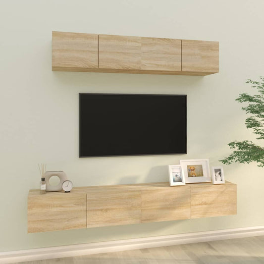 vidaXL 4 Piece TV Cabinet Set Sonoma Oak Engineered Wood