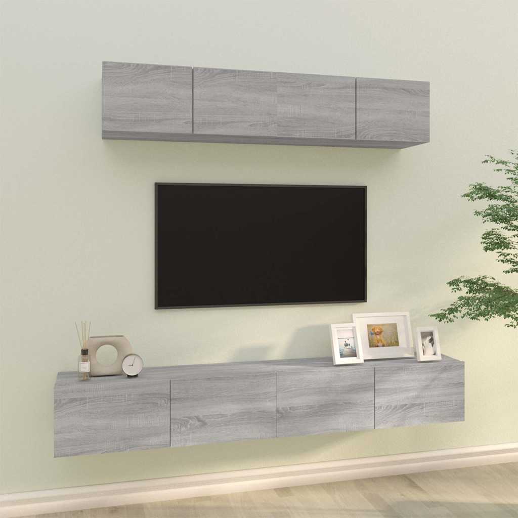 4 Piece TV Cabinet Set Grey Sonoma Engineered Wood