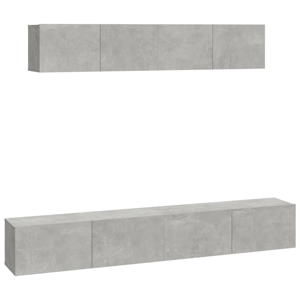 vidaXL 4 Piece TV Cabinet Set Concrete Grey Engineered Wood