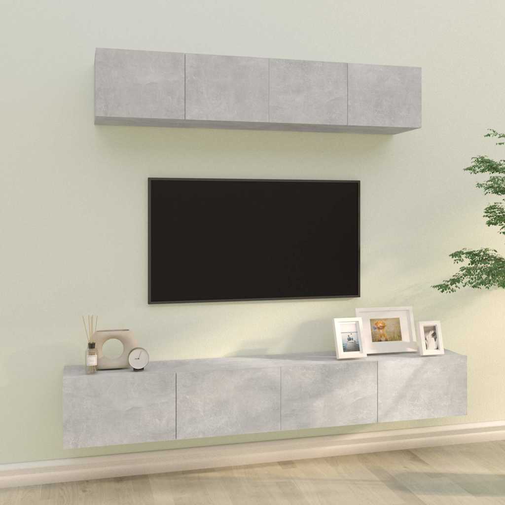 4 Piece TV Cabinet Set Concrete Grey Engineered Wood