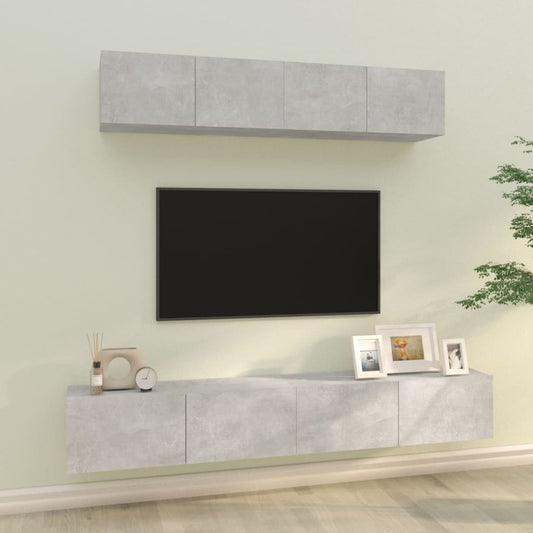 vidaXL 4 Piece TV Cabinet Set Concrete Grey Engineered Wood