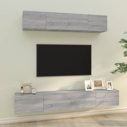 vidaXL 4 Piece TV Cabinet Set Grey Sonoma Engineered Wood