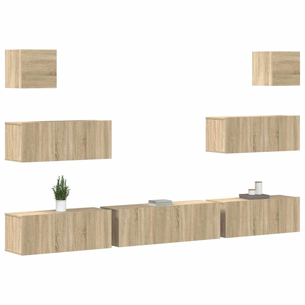 7 Piece TV Cabinet Set Sonoma Oak Engineered Wood
