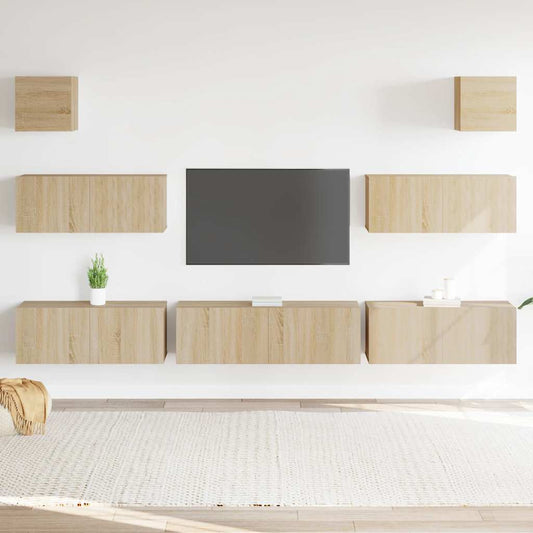 7 Piece TV Cabinet Set Sonoma Oak Engineered Wood