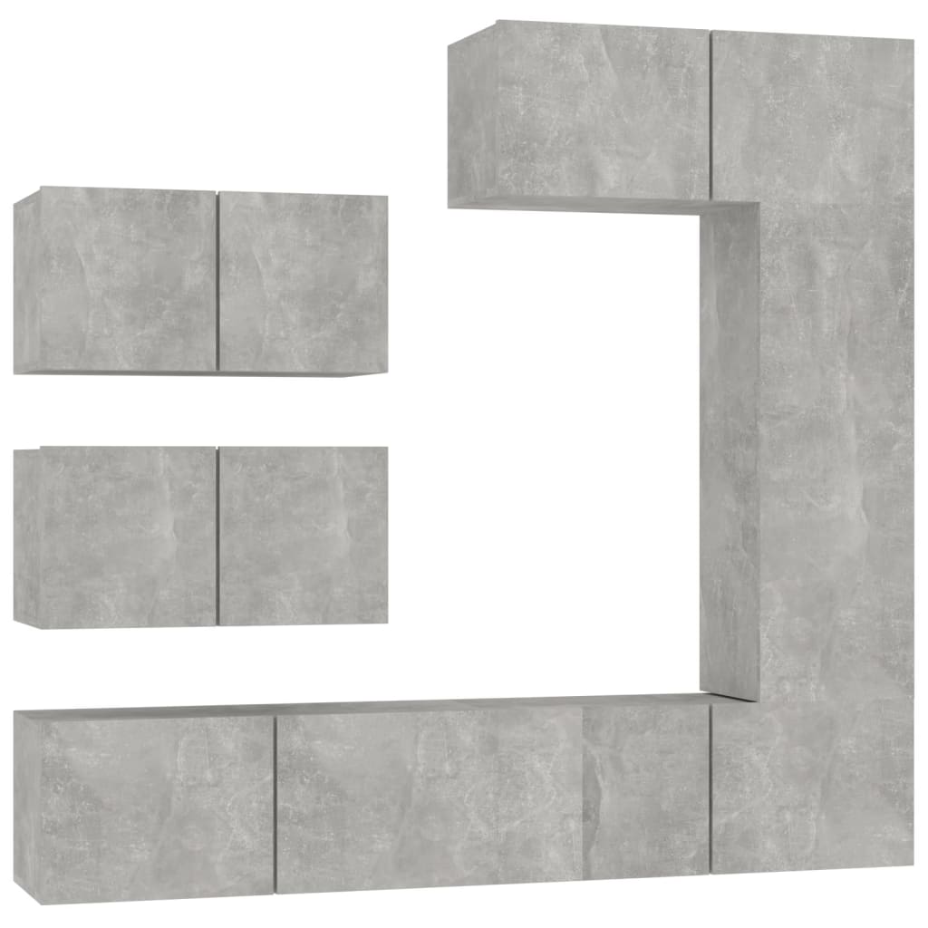 TV Cabinet Set | Set of 6 | Concrete Grey | Engineered Wood | Medium