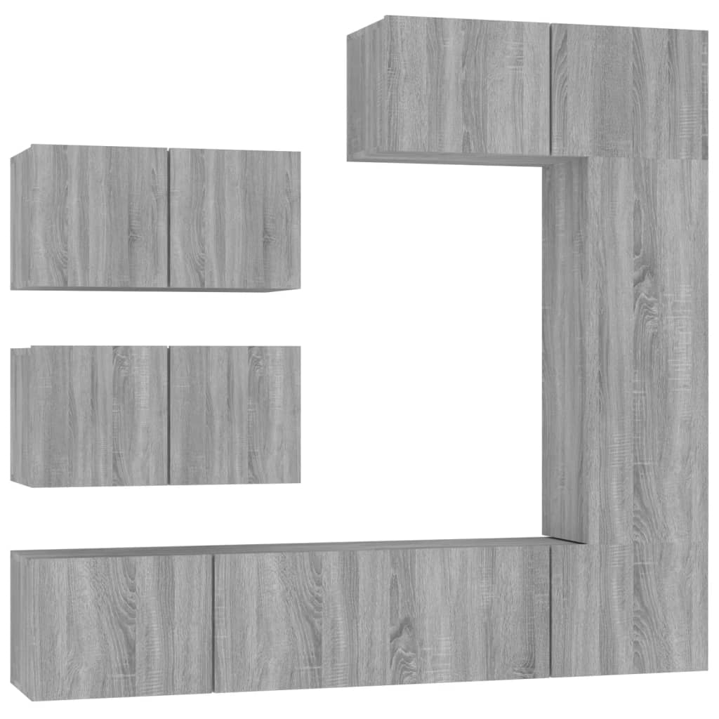 6 Piece TV Cabinet Set Grey Sonoma Engineered Wood