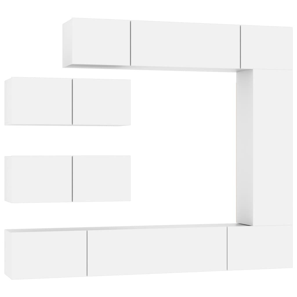 Tv Cabinet Set | Set of 7 | White | Engineered Wood | Medium to Large