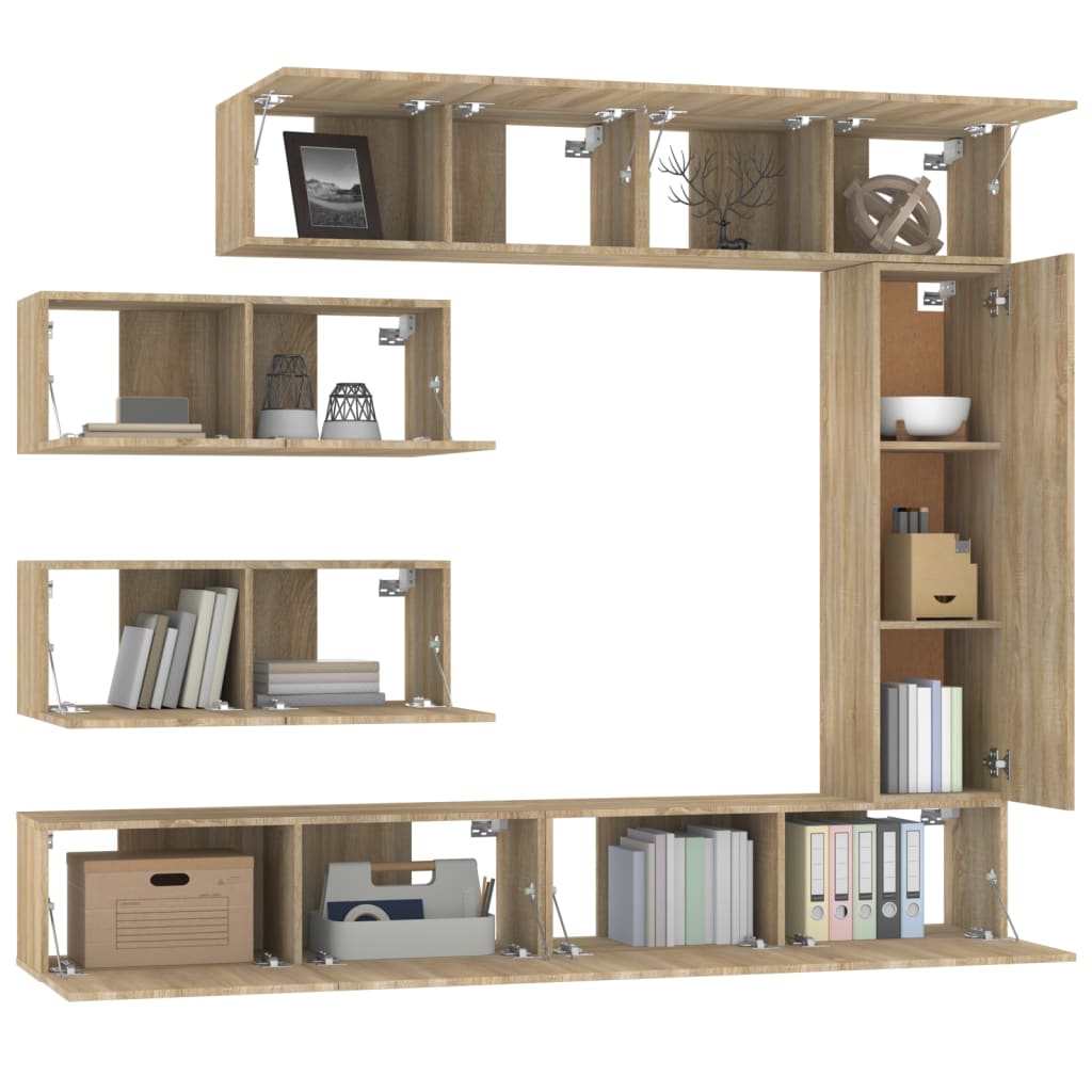 Tv Cabinet Set | Set of 7 | Sonoma oak | Engineered wood | Standard