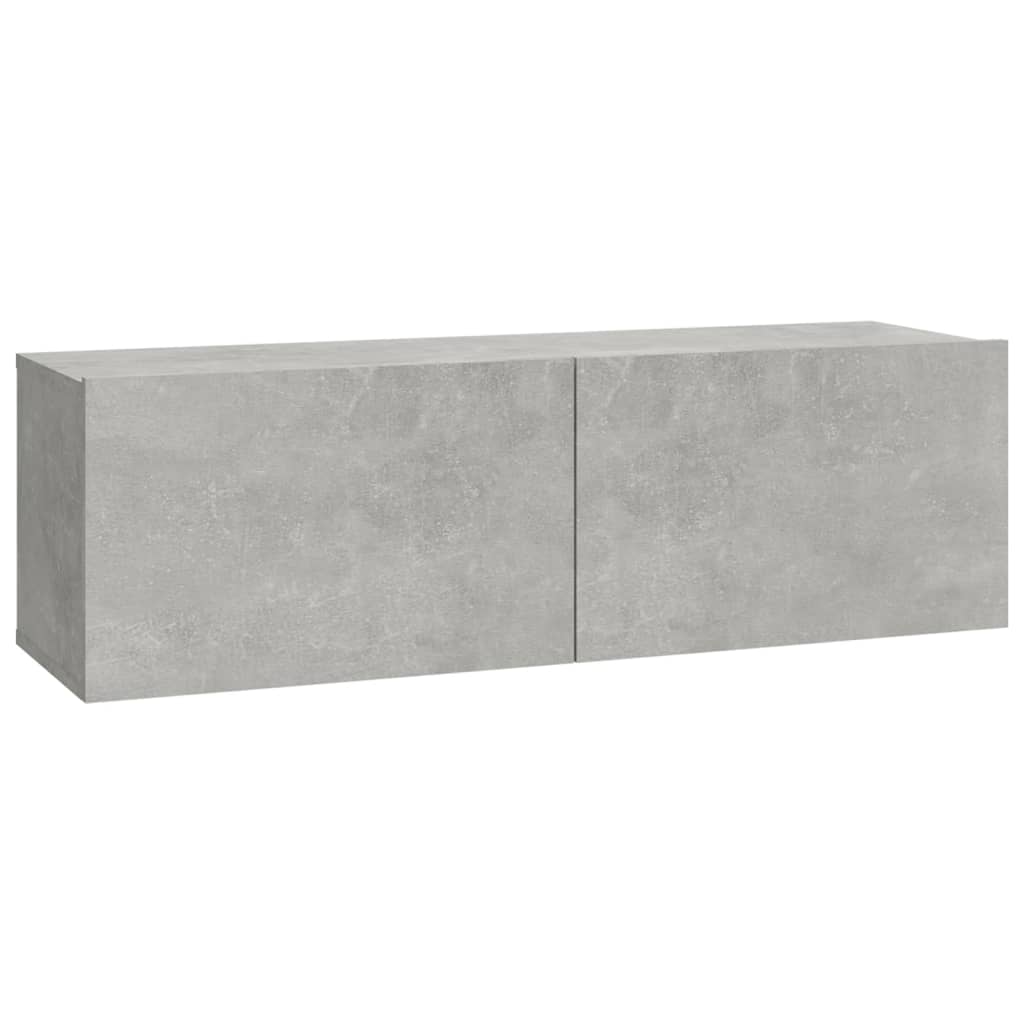 TV Cabinet Set | 7 Piece | Concrete Grey | Engineered Wood | Wall Mounted