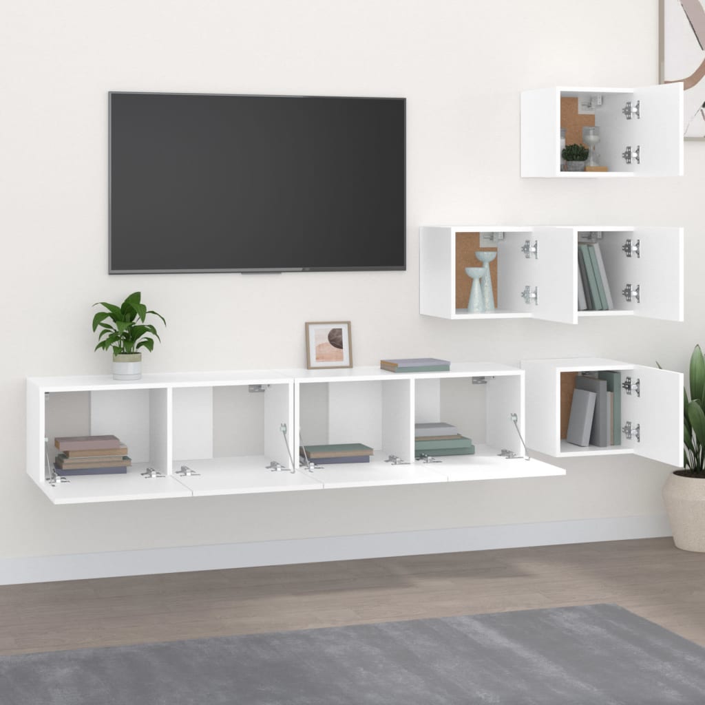 vidaXL Wall-mounted TV Cabinet White Engineered Wood