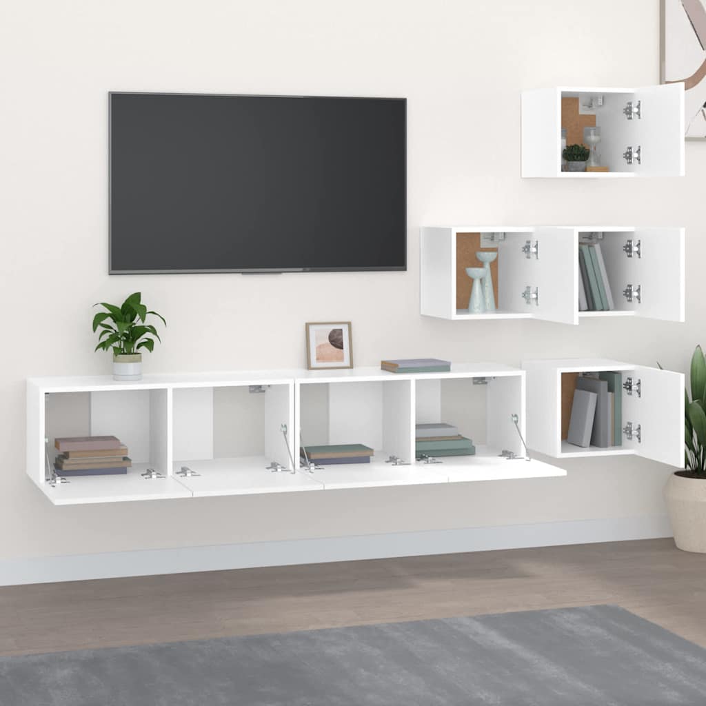 Wall-mounted TV Cabinet White Engineered Wood