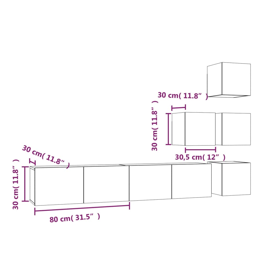 vidaXL Wall-mounted TV Cabinet White Engineered Wood