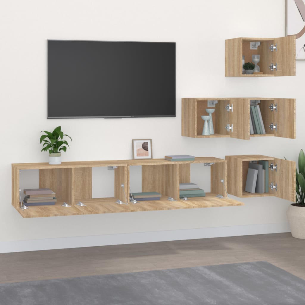 Wall-mounted TV Cabinet Sonoma Oak Engineered Wood